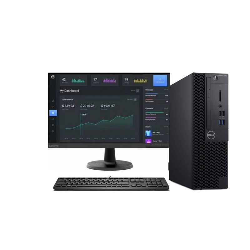 Refurbished pc set Dell Optiplex 3070 sff  i5 9500 16GB DDR4 NVME SSD 256GB Windows 11 Pro Grade A+ με οθόνη NEW Lenovo D24-45 24" FHD