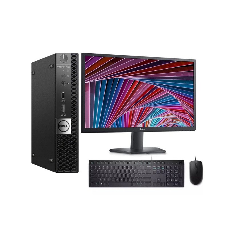 Refurbished pc Dell Optiplex 7050 Micro  με καινούργια οθόνη Dell 24” SE2422H