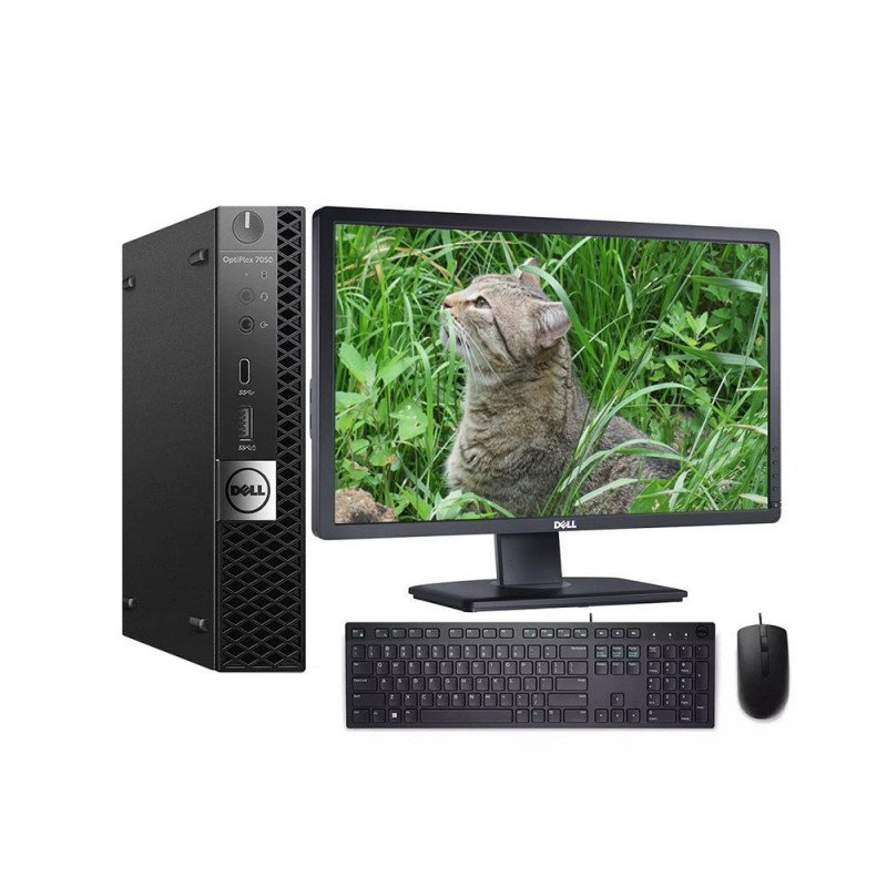 Refurbished pc Dell Optiplex 7050 Micro  with new Dell 24” P2412HB refurbished grade A