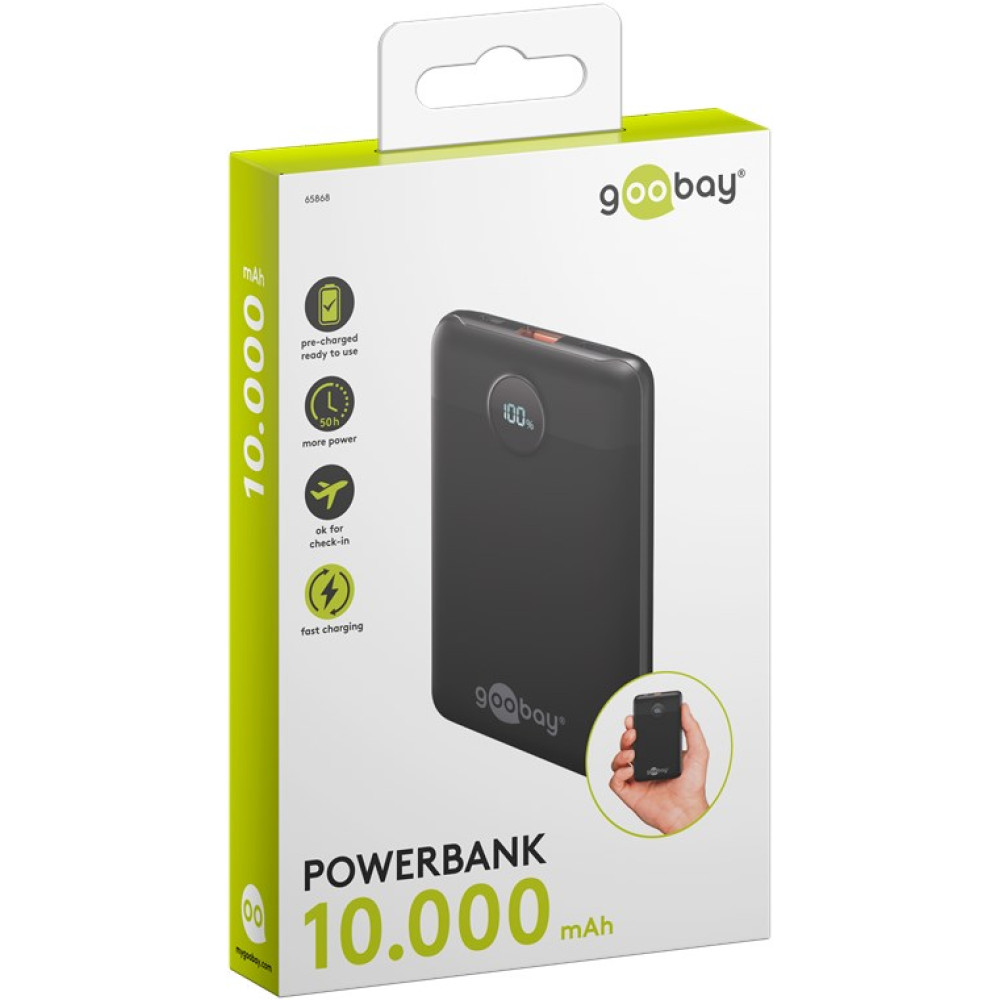 Power Bank Compact 10,000 mAh, goobay 65868 γρήγορης φόρτισης