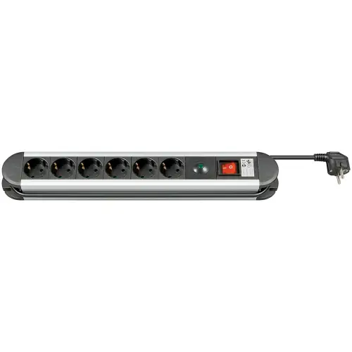 6-position safety power strip with surge protection 1.4m goobay 93001