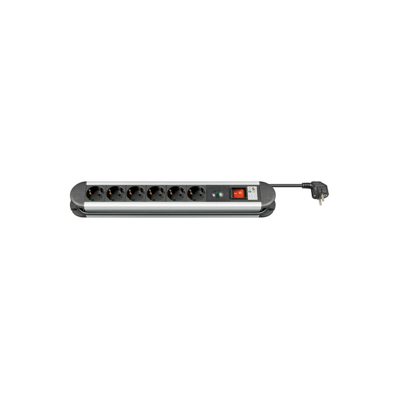 6-position safety power strip with surge protection 1.4m goobay 93001