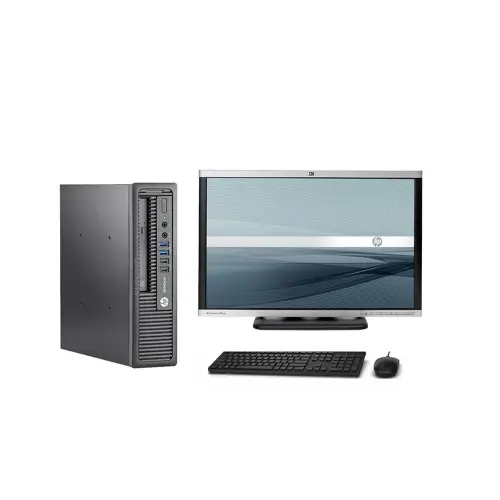 Set PC HP EliteDesk 800 G1 USFF - Intel Core i5 4590s - 8GB RAM - 128GB SSD - Monitor HP LA2005WG - Windows 10 Pro - Refurbished Grade A+