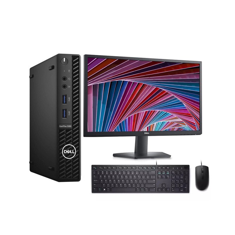 Refurbished PC Dell Optiplex 3080 MFF Grade A+ με Οθόνη Dell 24” SE2422H καινούργια