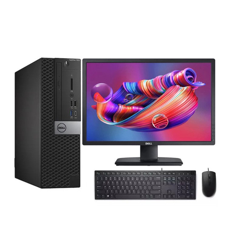 Refurbished pc Dell Optiplex 7050 sff  with Dell 24” u2142m refurbished grade A